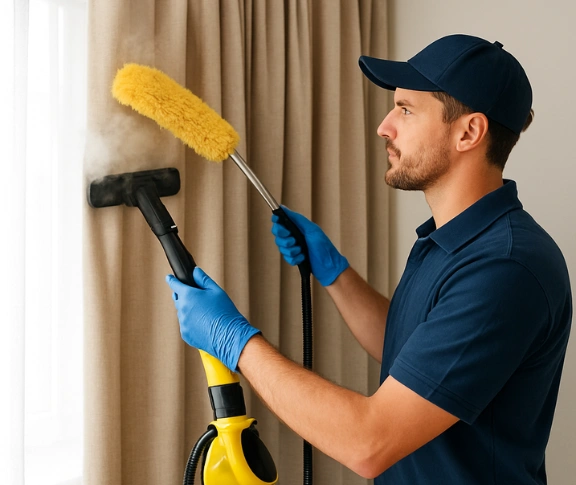 Trusted curtain steam cleaning technician Matty Curtain Cleaning ningi QLD